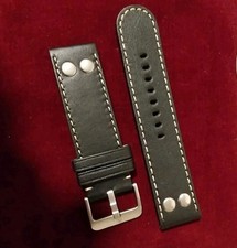 Laco Lederarmband  22mm Schwarz Für Fliegeruhr Piloten Armbanduhr etc UNBENUTZT 