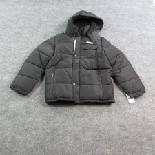 DKNY Jacket Unisex Kids L/G 14/16 Black Puffer Hooded Polyester Insulated NWT