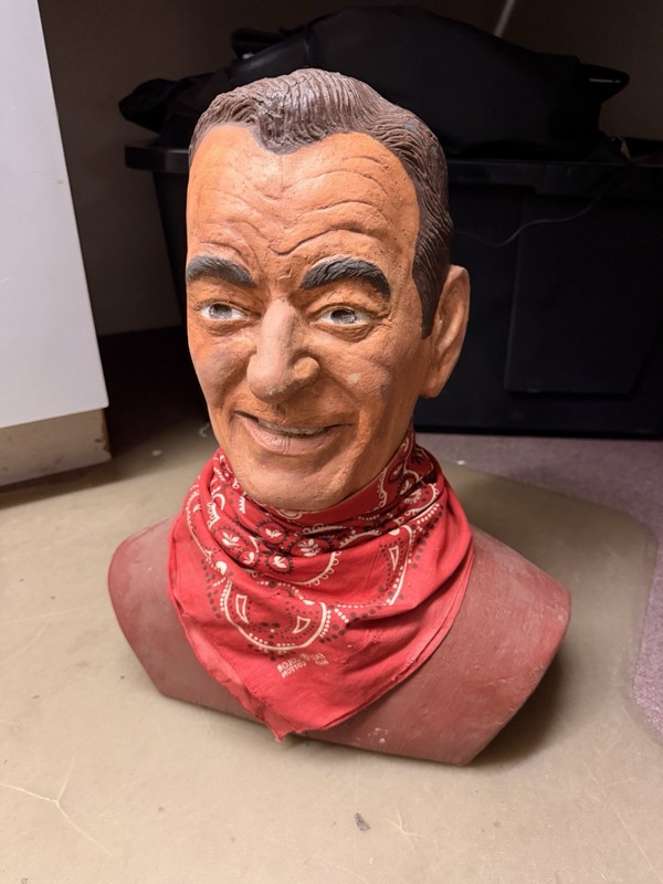 Vintage John Wayne Style Western Fiberglass Bust Display Prop Statue 