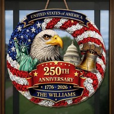 American Freedom Years Wooden Sign Patriotic Decor Home Wall Art Gift