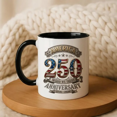 America 250th Anniversary Coffee Mug Patriotic USA Freedom