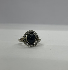 Oval Black Onyx Gemstone Statement Ring 925 Sterling Silver Women Ring One Size