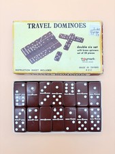 Travel Dominoes Double Six Toymark Brass Spinner Set 28 Pieces Taiwan Complete