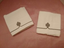 Serena And Lilly 2 Standard Pillow Case Embroidered Gray White 100% Cotton