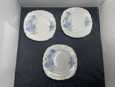 Set of 3 Vintage Royal Vale Forget Me Not Bone China Side Cake Plate Round White