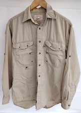 Filson VTG Vintage Fishing Shirt Tan 100% Cotton Pockets Size Medium
