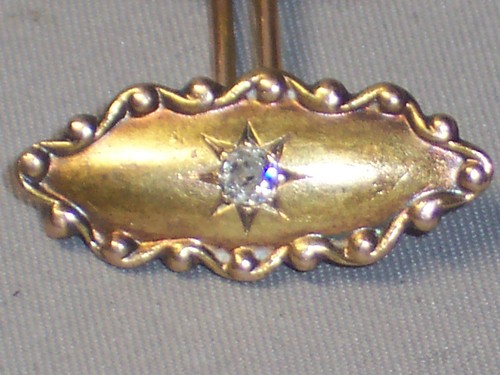 ANTIQUE VICTORIAN 14K YELLOW GOLD DIAMOND CUFFLINKS CUFF - Picture 2 of 4