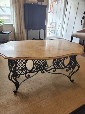 marble coffee table vintage, french style wrongth iron | eBay