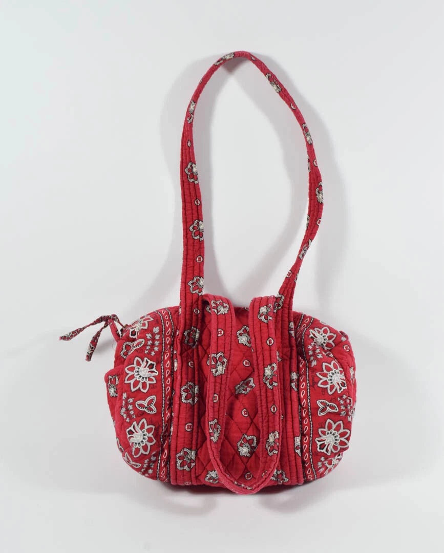 Vera Bradley Red Bandana Long Strap Barrel Purse Shoulder Bag Mini Duffel
