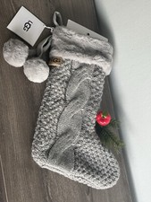 UGG Christmas Holiday Stocking Color: Seal with Gray Pom Poms NEW 