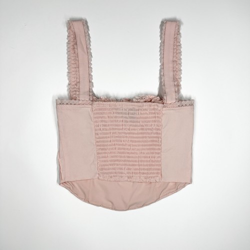 Vtg Y2K Beverly Beck Pastel Pink Bustier Crop Top Coquette XS Sexy Cottagecore - Picture 6 of 7