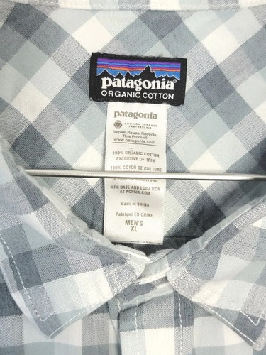 PATAGONIA Fezzman Shirt Short Sleeve Organic Cotton Plaid Blue-Green MEN XL - Picture 9 of 24