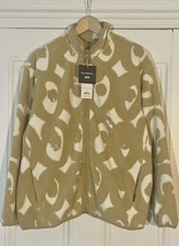 Marimekko Uniqlo Women’s Beige Ivory Geometric Print Fleece Jacket L Uk 14 Eu 42