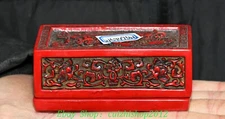 3.5'' Old Qing Qianlong Wood Lacquerware Dynasty Peony Flower Rouge Box Boxs