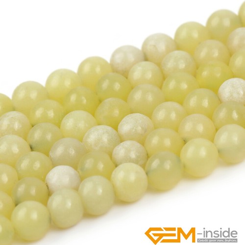 Natural Yellow Green Jade Gemstone Round Spacer Loose Beads For Jewellery Making - Bild 9 von 32