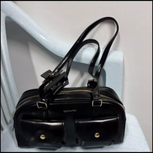 Shoulder Bag Soft Vegan Leather Handbag Retro Bowling Style Ladies Purse - Picture 10 of 15