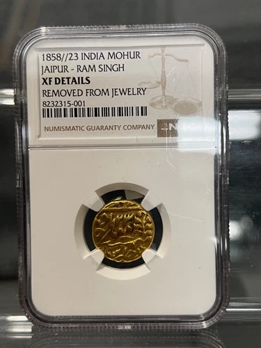 1858 23 INDIA MOHUR  JAIPUR RAM SINGH NGC XF DETAILS--RARE COIN  A BULLION VALUE
