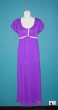 Vtg 60s Formfit Rogers PURPLE Long Goddess Nightgown Lace Trim Sz S
