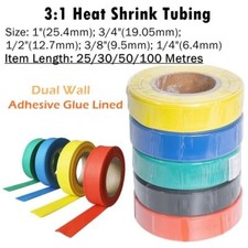 25-100Meter 3:1 Heat Shrink Tubing Roll Wire Wrap Adhesive Glue Lined Waterproof
