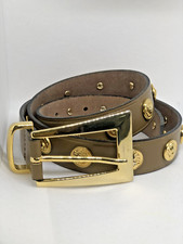 VTG 90s The Limited Gold Lion Heads Studded Leather Belt Made in Italy Size M