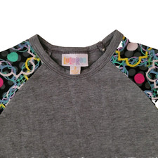 NWT LuLaRoe Kids Sloan shirt- Gray with multi color floral sleeves Size- 2