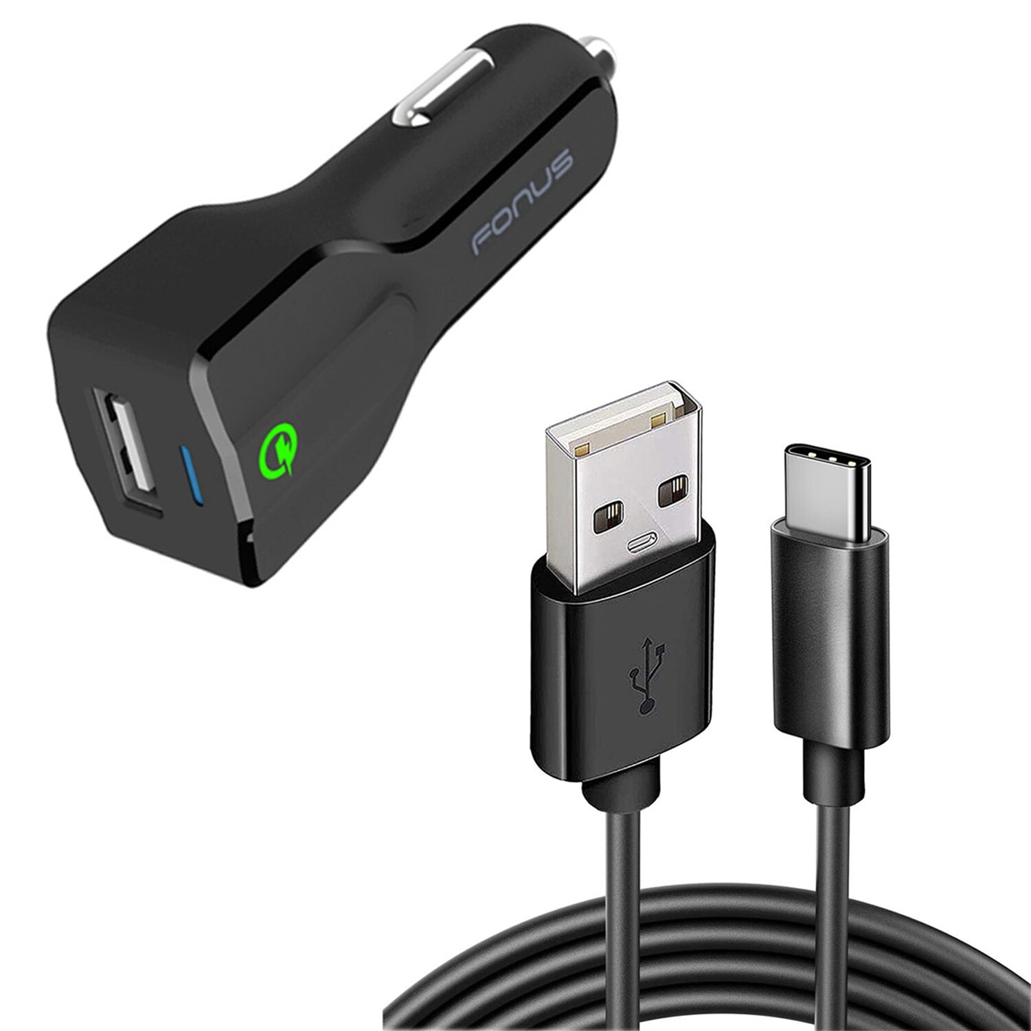 Google Pixel 9/Pro/XL 18W Fast Car Charger with 6ft USB-C Quick Charge Cable
