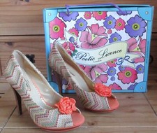 🌸 POETIC LICENCE MULTI COLOURED PEACH MIX PEEP TOE HIGH HEELED SHOES UK 5 🌸