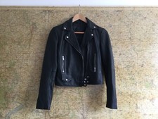 Pinko Black Leather Biker Jacket - Size 6 Uk