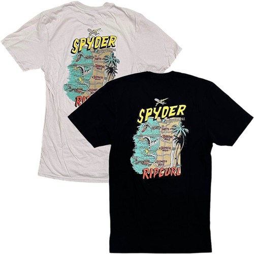 Rip Curl Men's X Spyder Surfboards Surf Shop Map Short Sleeve Tee T-Shirt