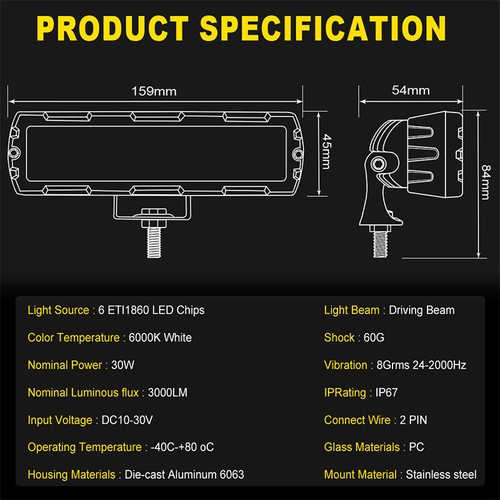 4PC 6"in 30W Driving LED Work Light Bar Pods Spot Fog Lamp Offroad Truck ATV UTV - Bild 8 von 9