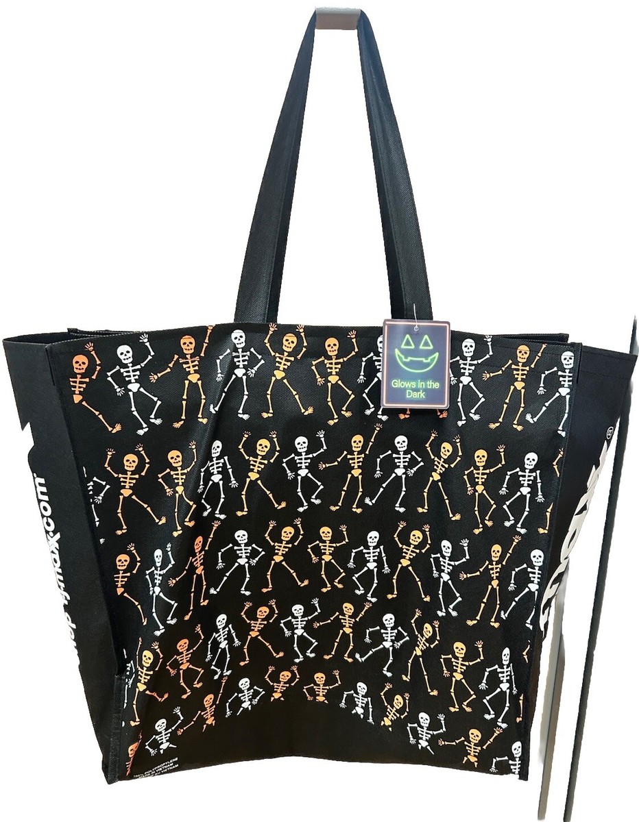 TJ Maxx Halloween Bags Skeletons Glow In The Dark Black Reusable Totes NEW