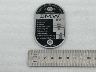 BMW Motorrad ID Plate for Frame for R67 Model