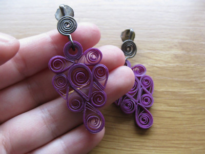 Sterling Silver 925, Artisan Made, Purple, Paper Quilling