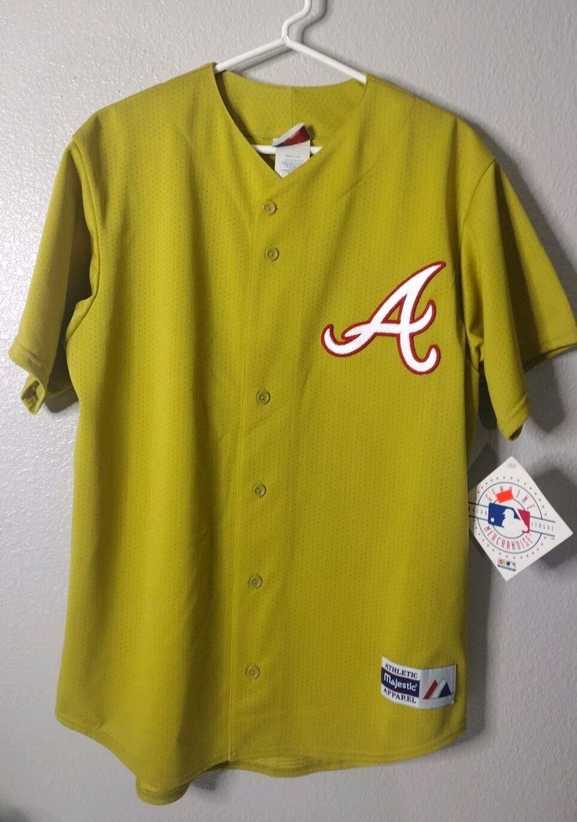 ATHLETIC MAJESTIC APPAREL ATLANTA BRAVES YELLOW JERSEY SIZE