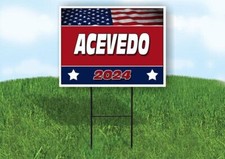 ACEVEDO FLAG RED 2024 18inx24in Yard Road Sign w/ Stand