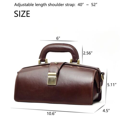 Erivis Women Brown Leather Doctor Bag Vintage Style Adjustable Shoulder Strap - Picture 13 of 32