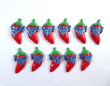 JAZZ-UPS Flat Backed Craft Embellishments Red Chili Peppers Plastic 11 Piece Lot