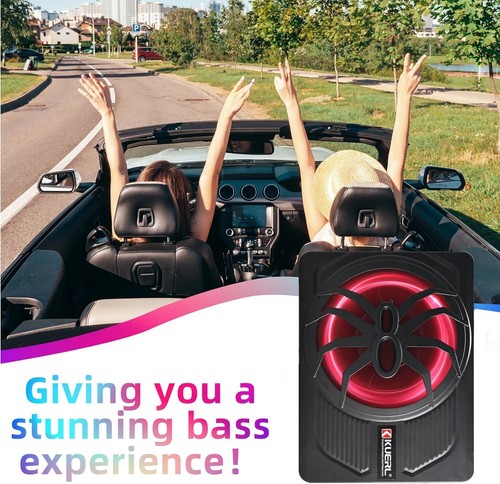 YaeCCC 10" 800W schmale unter dem Sitz Auto Subwoofer Audio aktiver Subverstärker blaue LED-Lampe - Bild 8 von 10