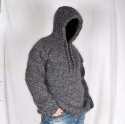 Hand Knit WOOL Mohair Pullover Men 