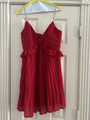 Michael Kors Valentines Day Dress Red Rhinestone Size 2 Holiday Mini Party  | eBay