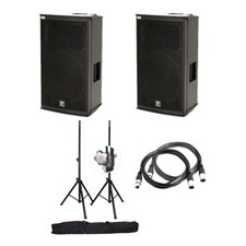 2 Yorkville EXM Mobile 12 Battery Powered Loudspeaker w/Cables  Stands