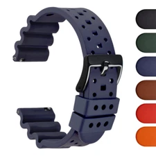 WOCCI FKM Rubber Watch Strap 18mm 20mm 22mm 24mm 26mm Black Brown Blue Orange