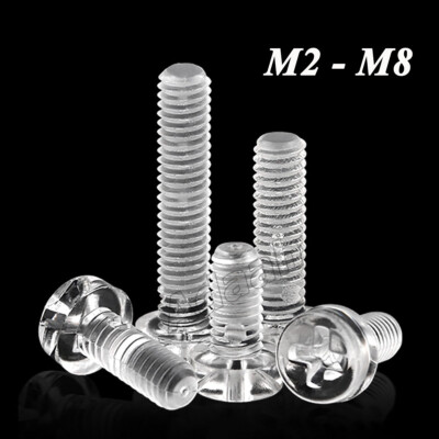 Clear Nylon Phillips Pan Round Head Machine Screw Bolts M2 M2.5 M3 M4 M5 M6 M8