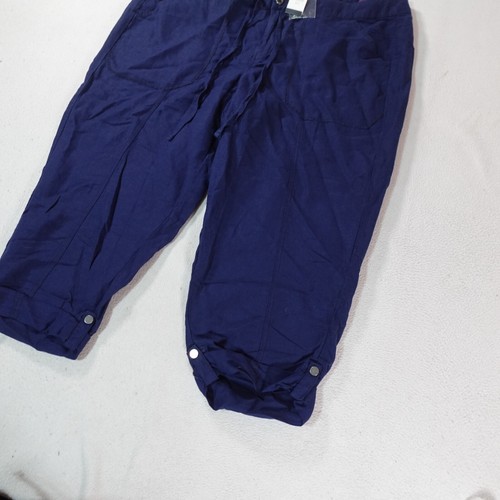 Lane Bryant Linen Pants Womens Extra Large 18 Blue Wide Leg Linen Loose 42x22 - Picture 2 of 19