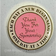 Sponsoring Anonyme Alkoholiker Medaillon Rosa Wei&szlig; Gold AA N&uuml;chtern Chip M&uuml;nze