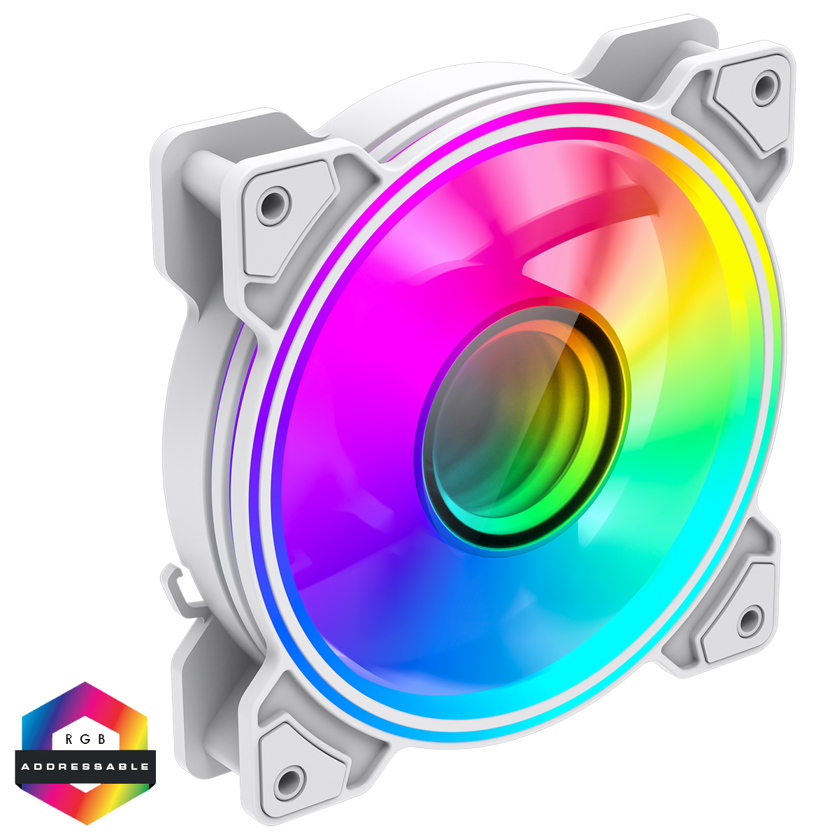 GameMax Infinity 120mm Fan ARGB LED Dual-Ring White PC Cooling A-RGB PC Case Fan