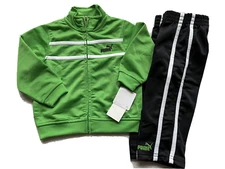 PUMA NWT Boys 2PC  Suit  Jacket Pants  Green , Black  set size 18 months
