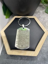 2 Silver-Tone To My Love Dog Tag Pendant Keychain New Free Ship B4219