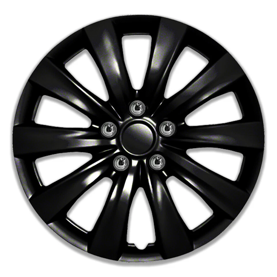 Juego de 4 cubiertas de rueda de acero de 16" tapacubos a presión negro brillante de 10 radios neumático R16 Foto 4 de 4