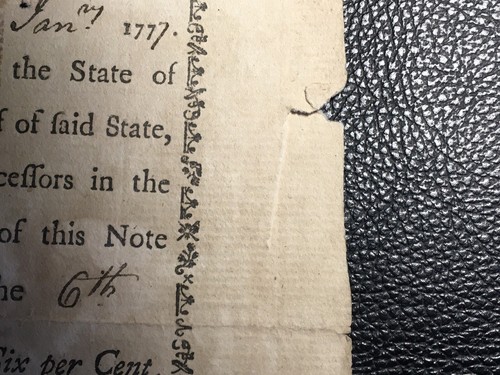 10 Pounds Massachusetts Bay Colonial Treasury note unfortunately damaged 1777 - Picture 3 of 6